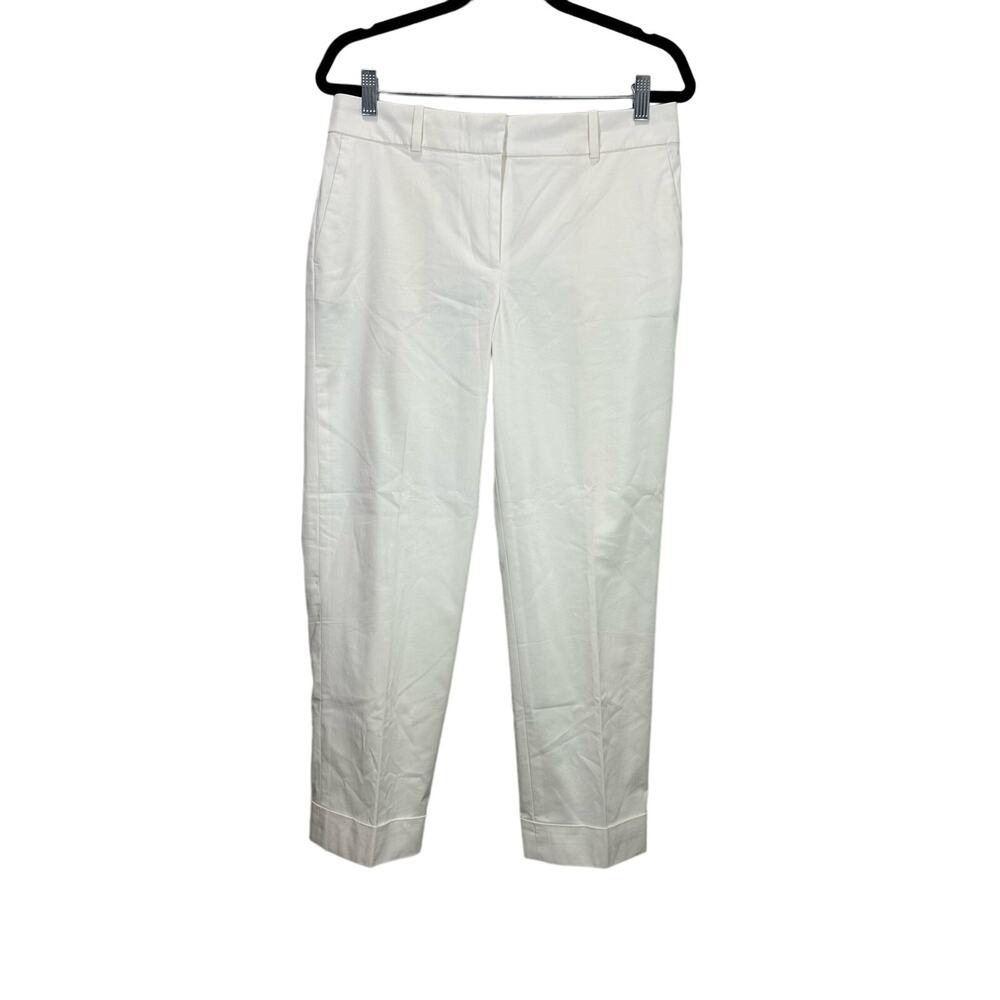 Ann Taylor Womens White Cuffed Straight Leg Office Pants size 6